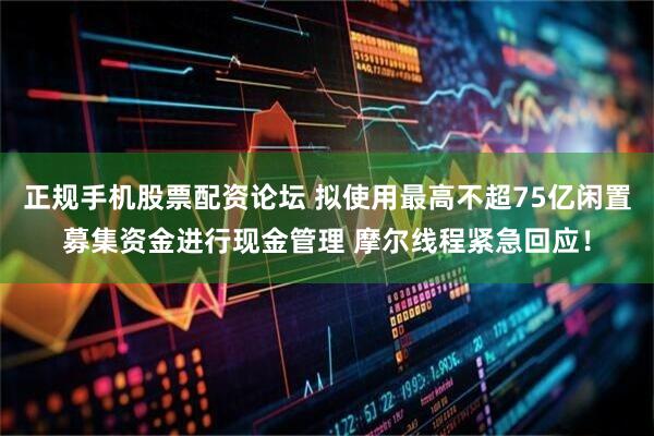 正规手机股票配资论坛 拟使用最高不超75亿闲置募集资金进行现金管理 摩尔线程紧急回应！